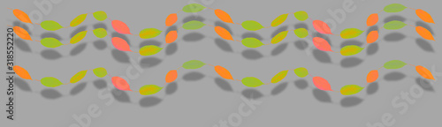 Autumn pattern on gray background. Stylization of fall leaves. High detail. Can be used for wallpaper, pattern, art print, fabric etc.