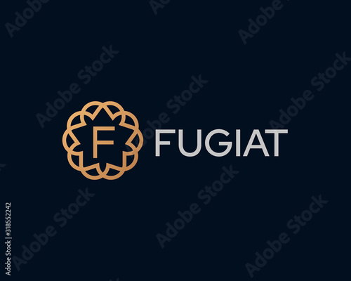 Premium letter F vector logotype. Elegant floral frame with letter icon logo. Alphabet symbol mark.