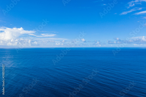 Relaxing seascape with wide horizon of the sky and the sea. Peaceful nature, ocean view