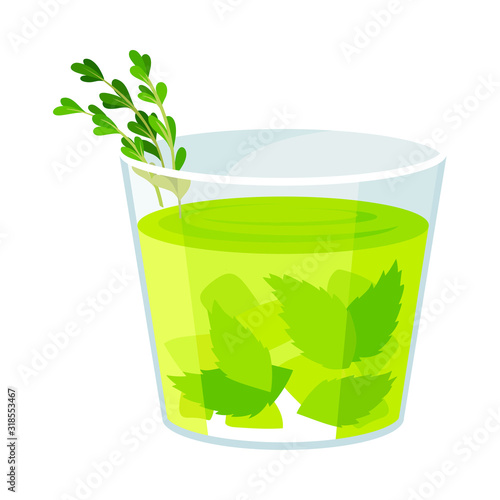 Glass of Mojito with Twig Sticking Out Vector Illustration