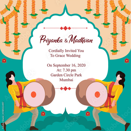 hindu wedding card invitation template design vector