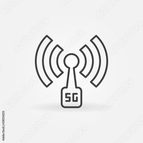5G antenna concept outline vector icon. Fifth generation cellular network technology symbol in thin line style