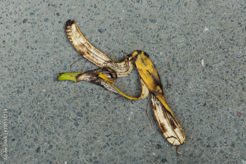 banana peel on the ground