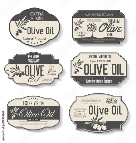 Olive oil retro vintage labels collection 