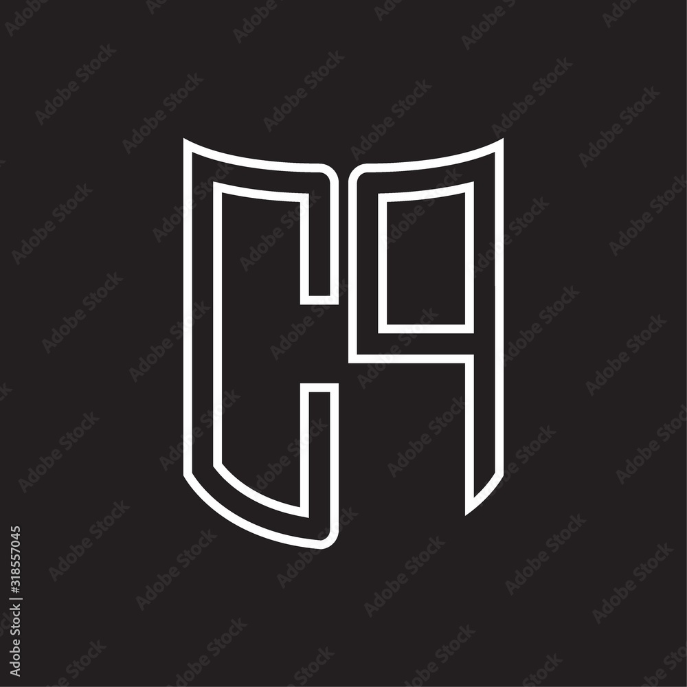 CP Logo monogram with ribbon style outline design template
