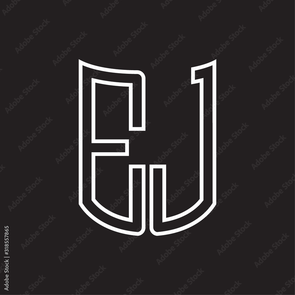 EJ Logo monogram with ribbon style outline design template