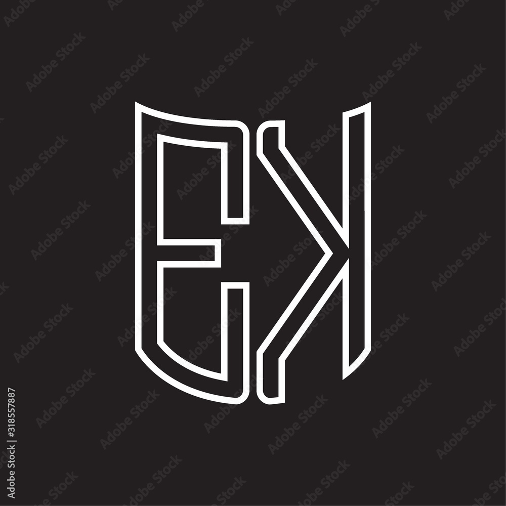 EK Logo monogram with ribbon style outline design template EK Logo monogram with ribbon style outline design template