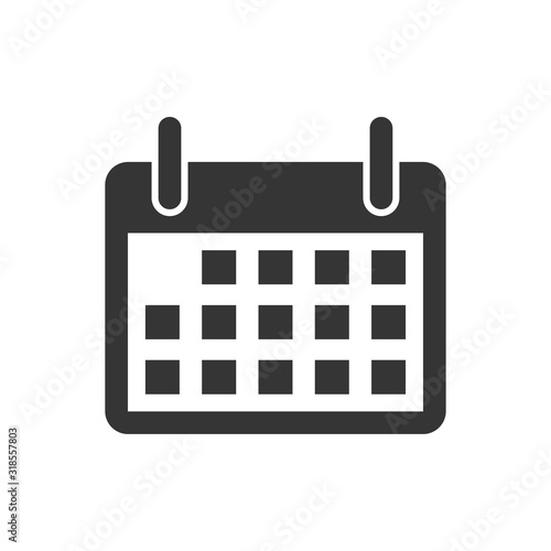 Calendar vector icon. Black calendar symbol isolated