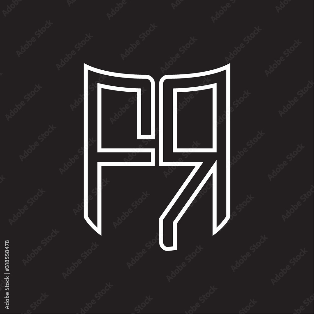 FR Logo monogram with ribbon style outline design template FR Logo monogram with ribbon style outline design template