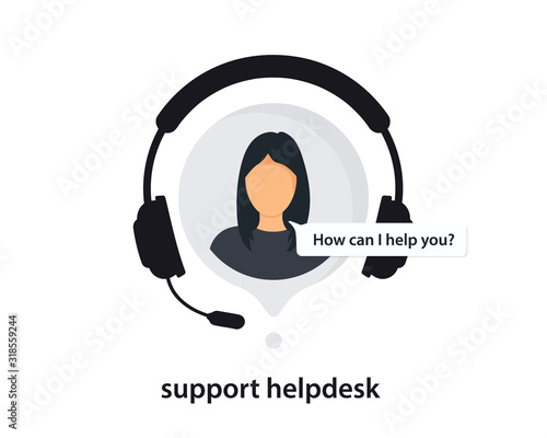 Hotline icon with speech bubble. Support icon for apps and websites. Customer support, customer service agent or account manager. Support service with headphones, information support, 24/7 hotline