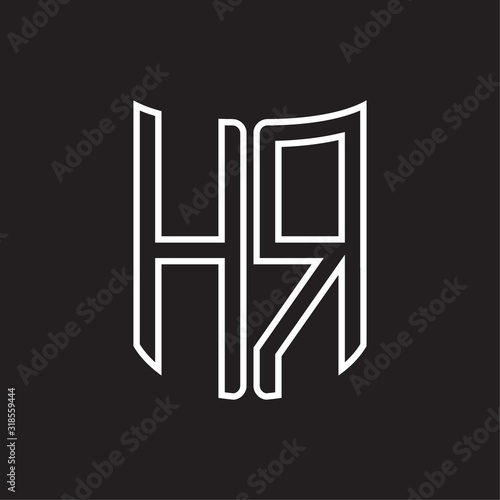 HR Logo monogram with ribbon style outline design template