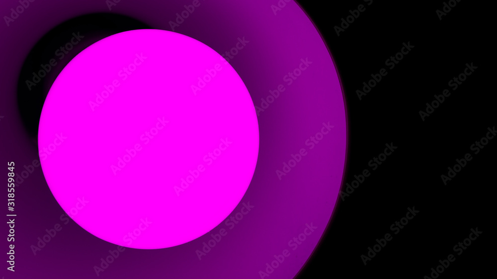 Close-up of a lamp with lilac light on a black background.