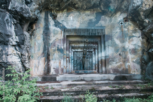 Hidden bunker and defence system from the time of the second world war in the Swiss mountains