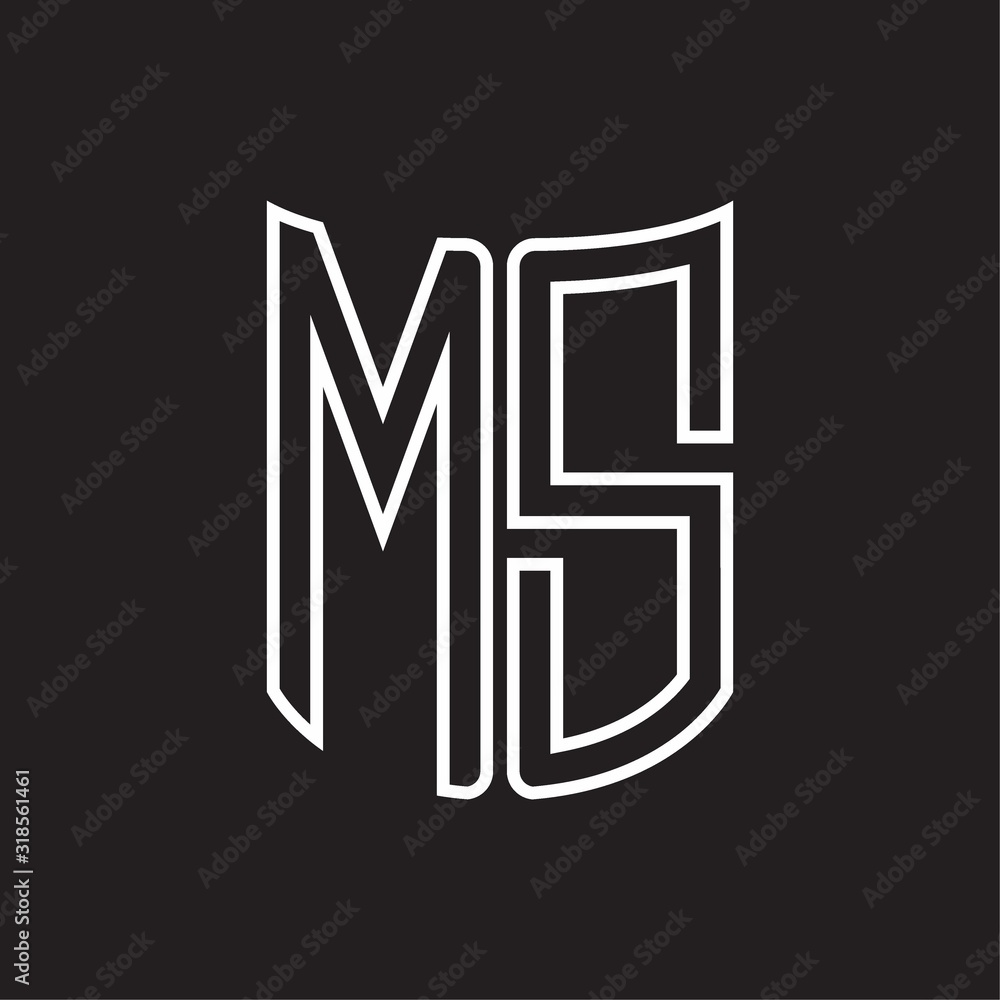 MS Logo monogram with ribbon style outline design template MS Logo monogram with ribbon style outline design template