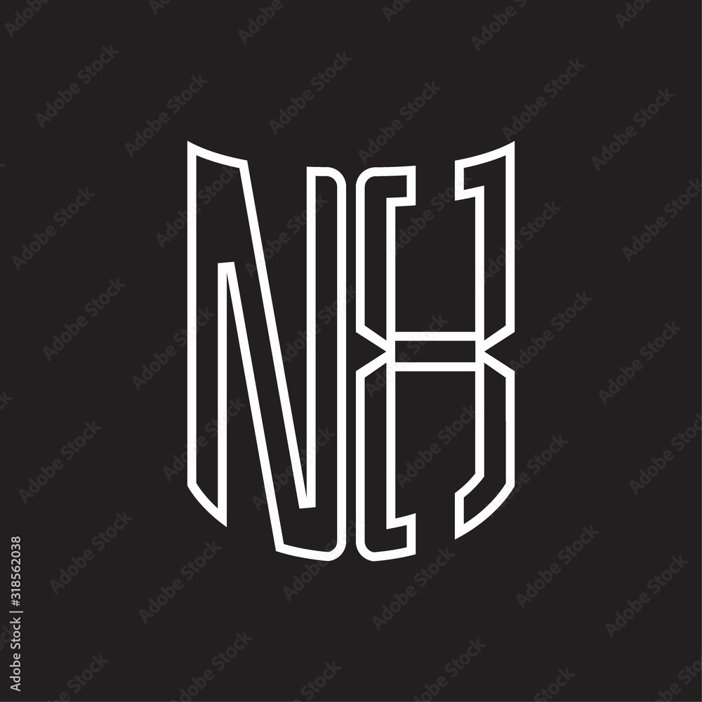 NX Logo monogram with ribbon style outline design template NX Logo monogram with ribbon style outline design template