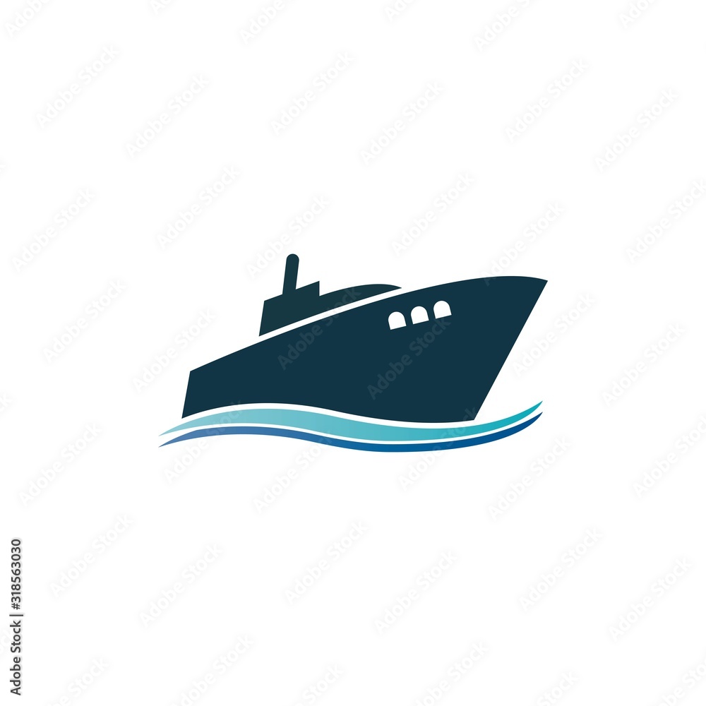 Yatch logo vector design on the sea illustration