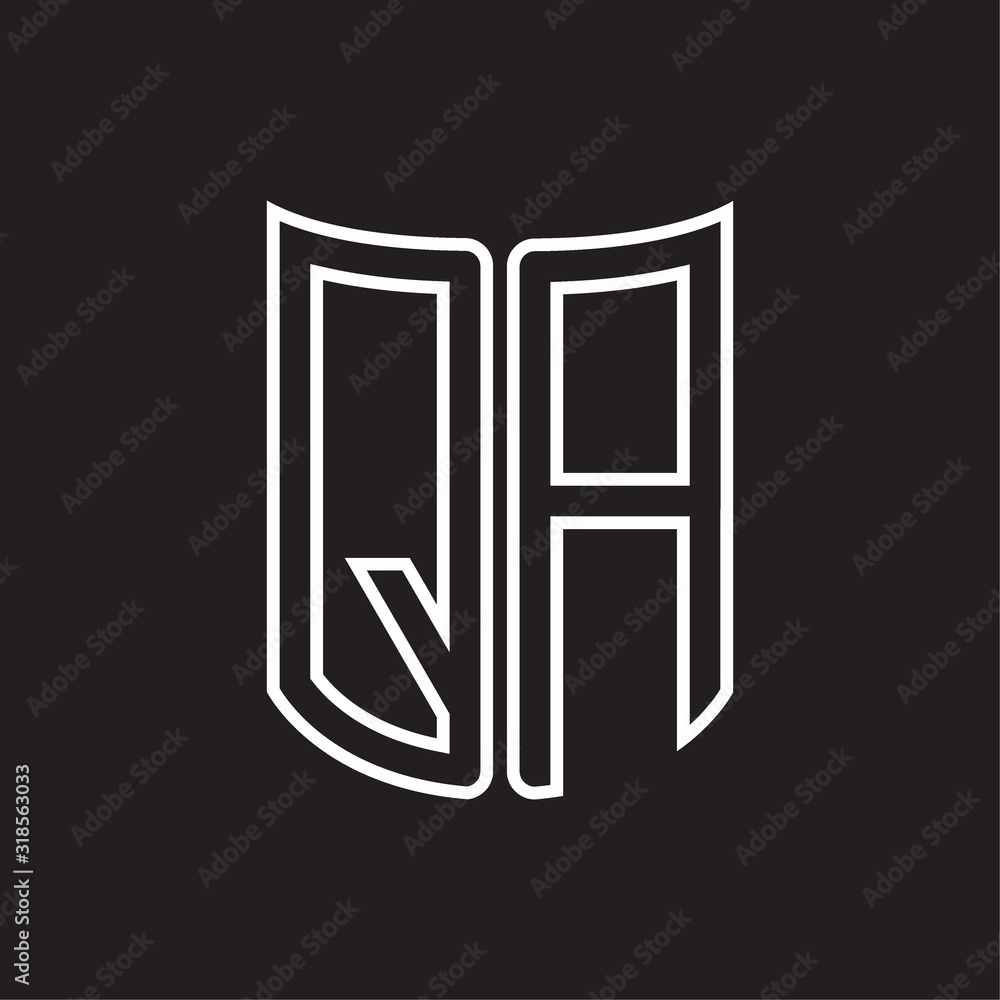 QA Logo monogram with ribbon style outline design template QA Logo monogram with ribbon style outline design template