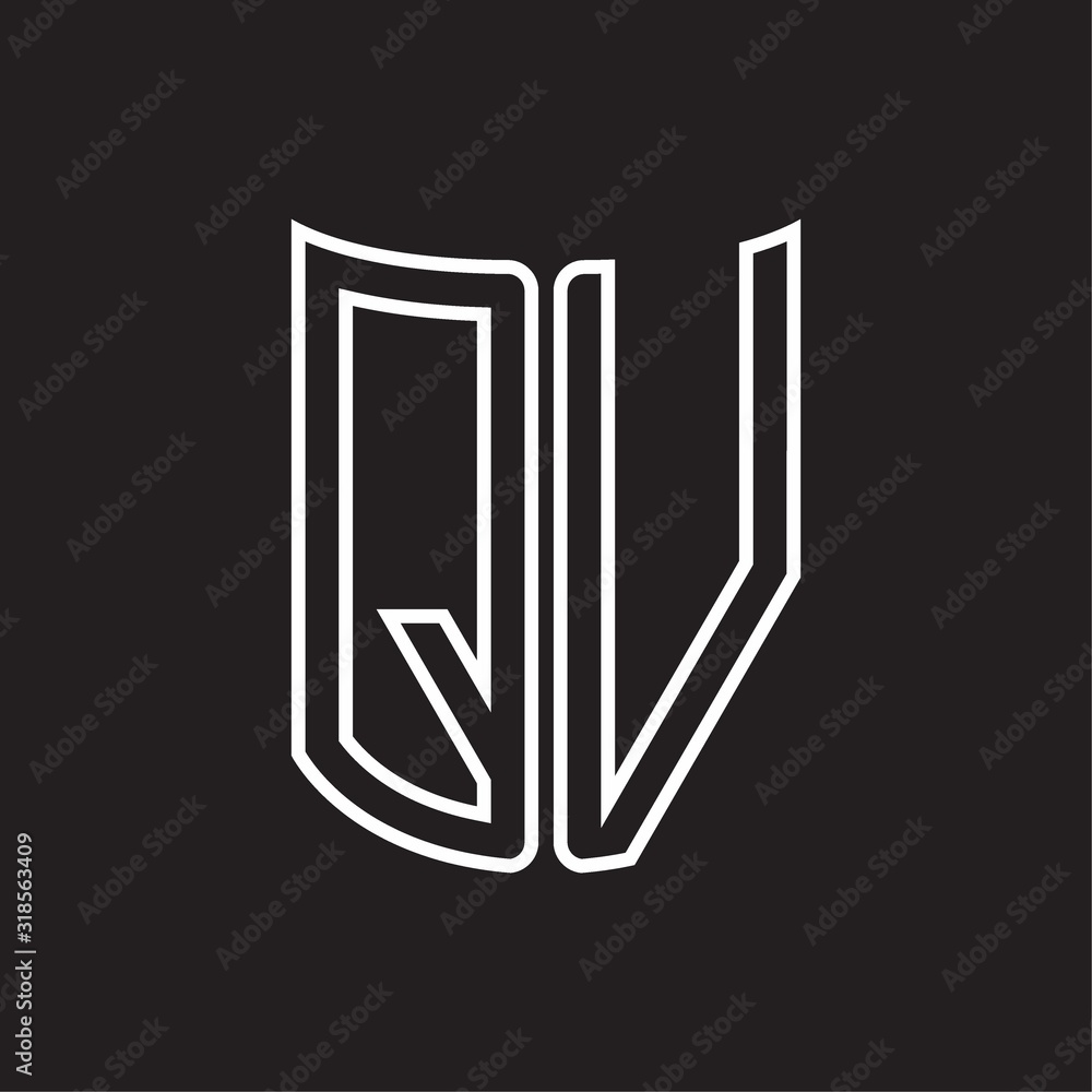 QV Logo monogram with ribbon style outline design template QV Logo monogram with ribbon style outline design template