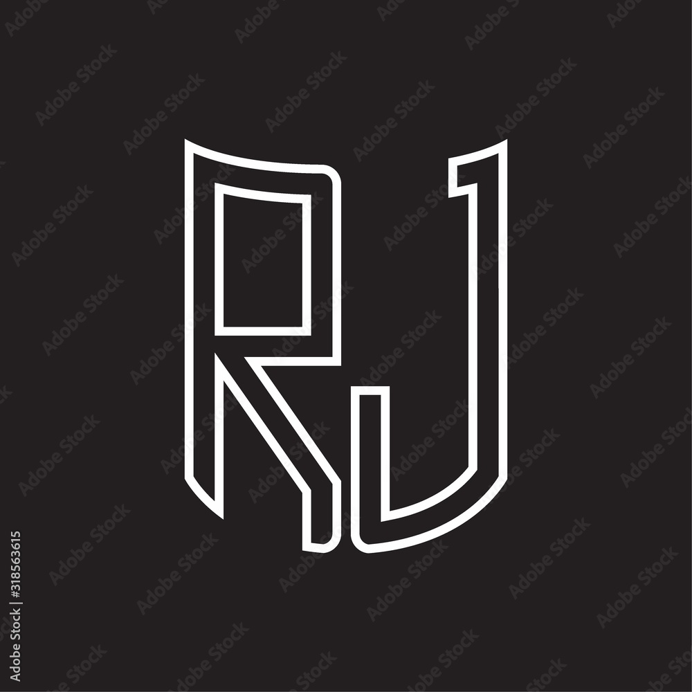 RJ Logo monogram with ribbon style outline design template RJ Logo monogram with ribbon style outline design template