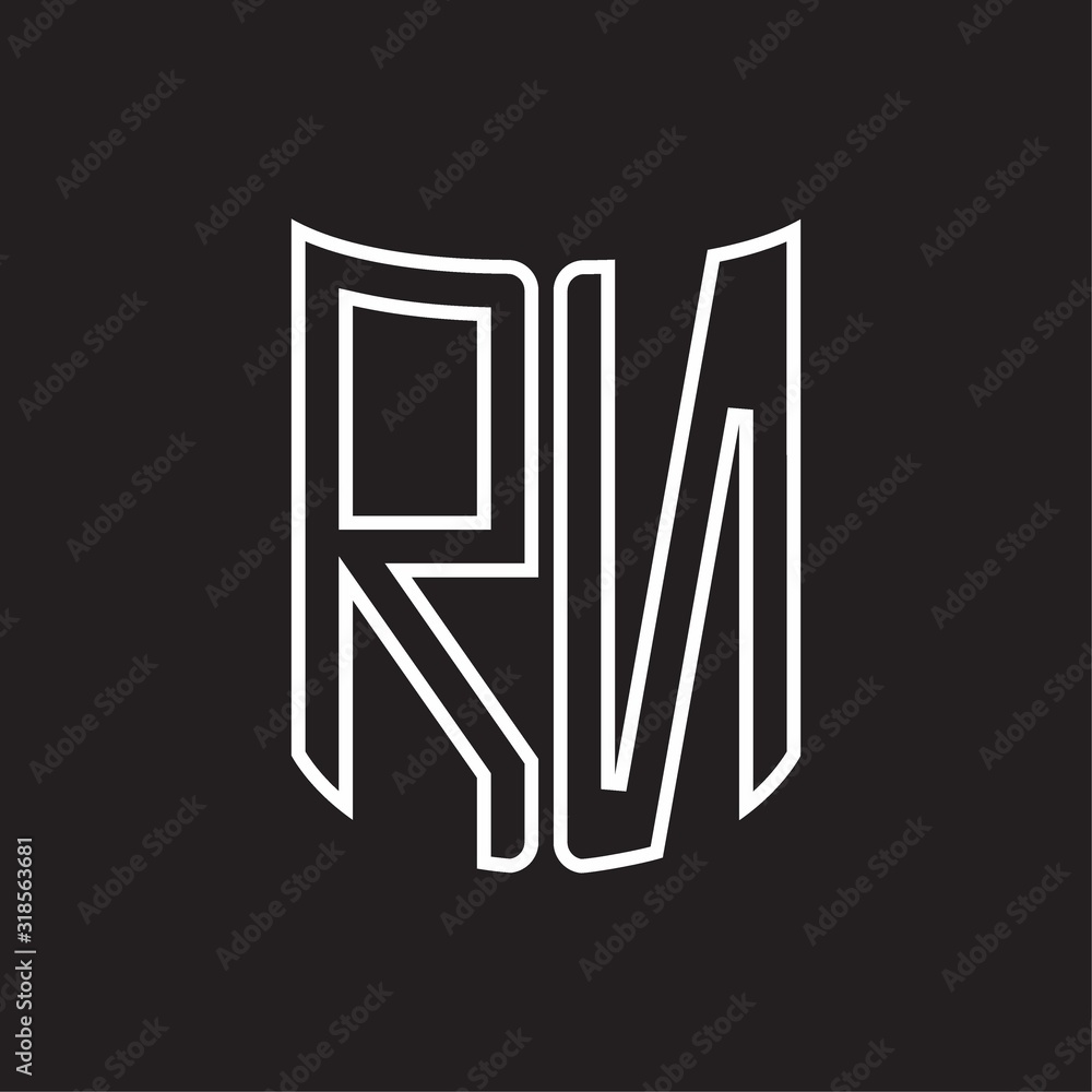 RN Logo monogram with ribbon style outline design template RN Logo monogram with ribbon style outline design template