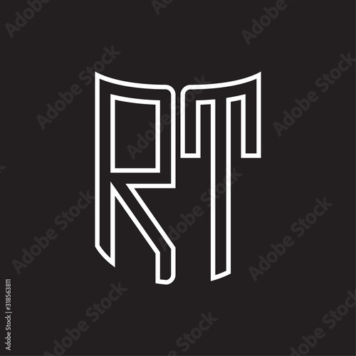 RT Logo monogram with ribbon style outline design template