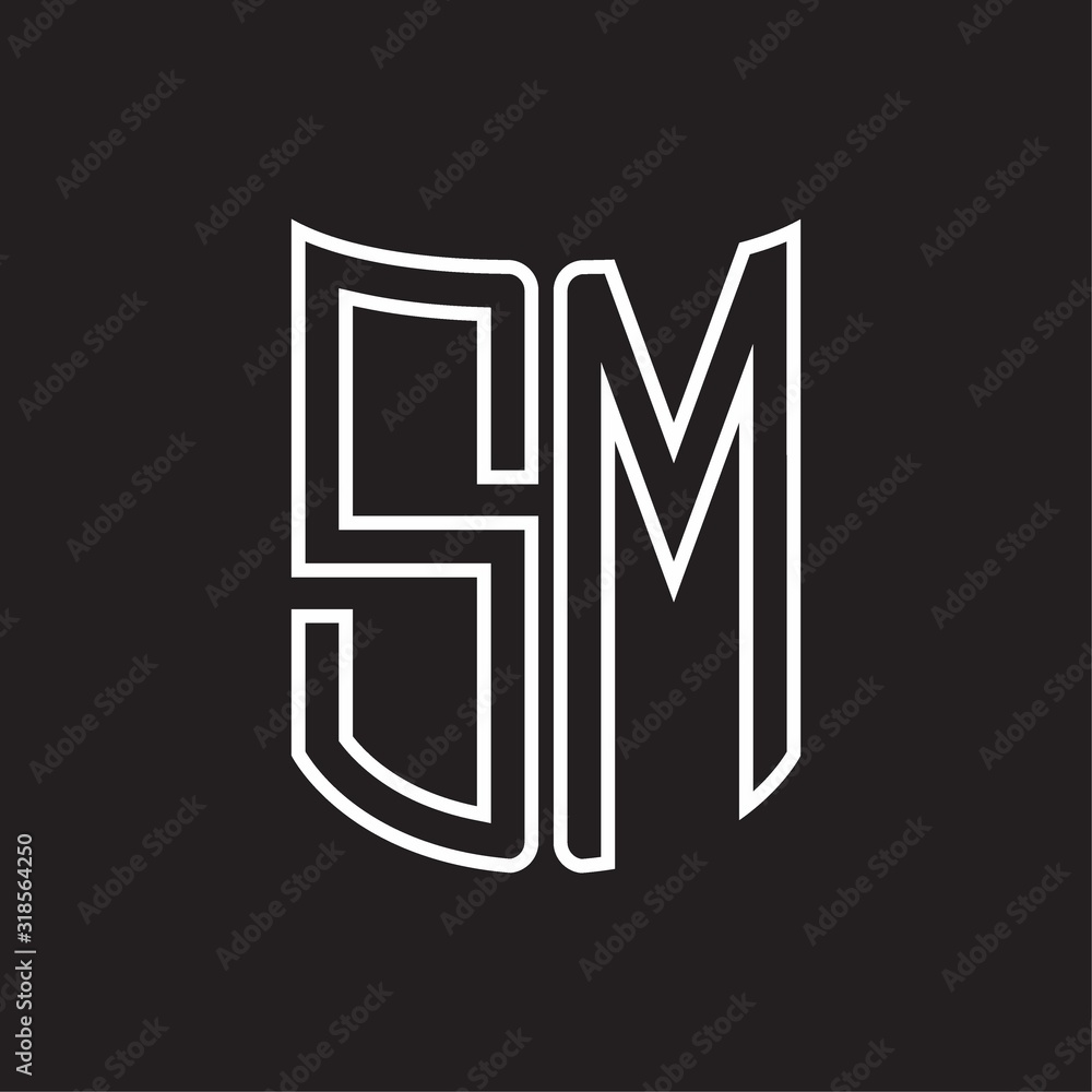 SM Logo monogram with ribbon style outline design template SM Logo monogram with ribbon style outline design template