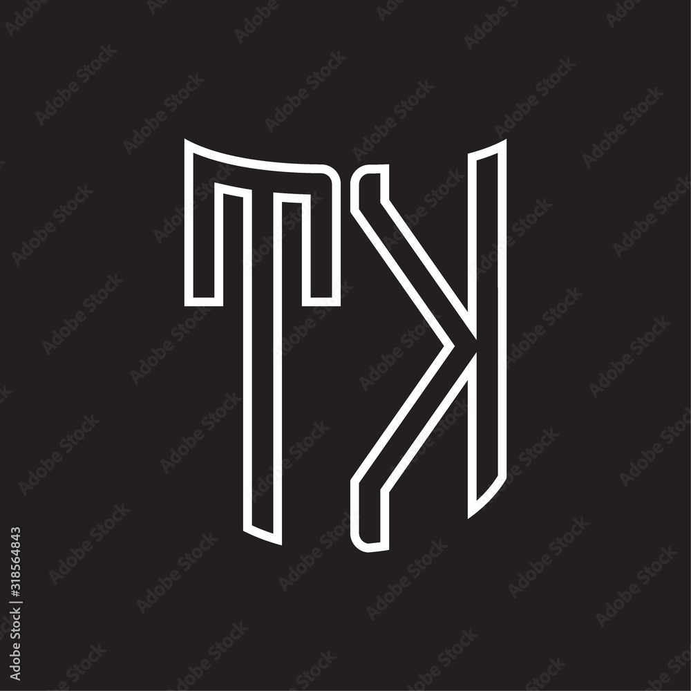 TK Logo monogram with ribbon style outline design template TK Logo monogram with ribbon style outline design template