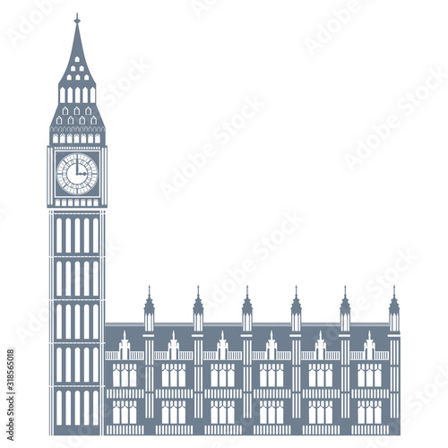 big ben landmark uk icon, vector illustration