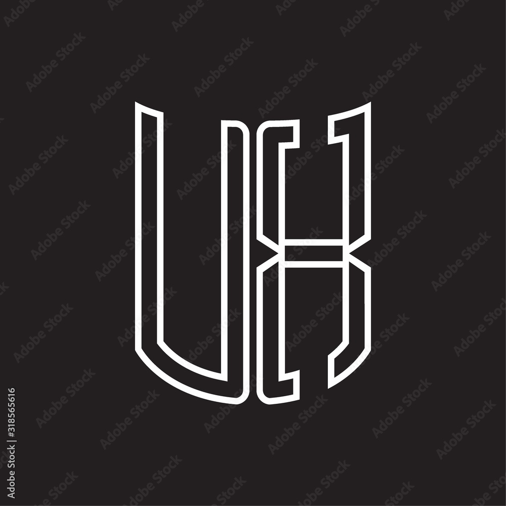 UX Logo monogram with ribbon style outline design template UX Logo monogram with ribbon style outline design template