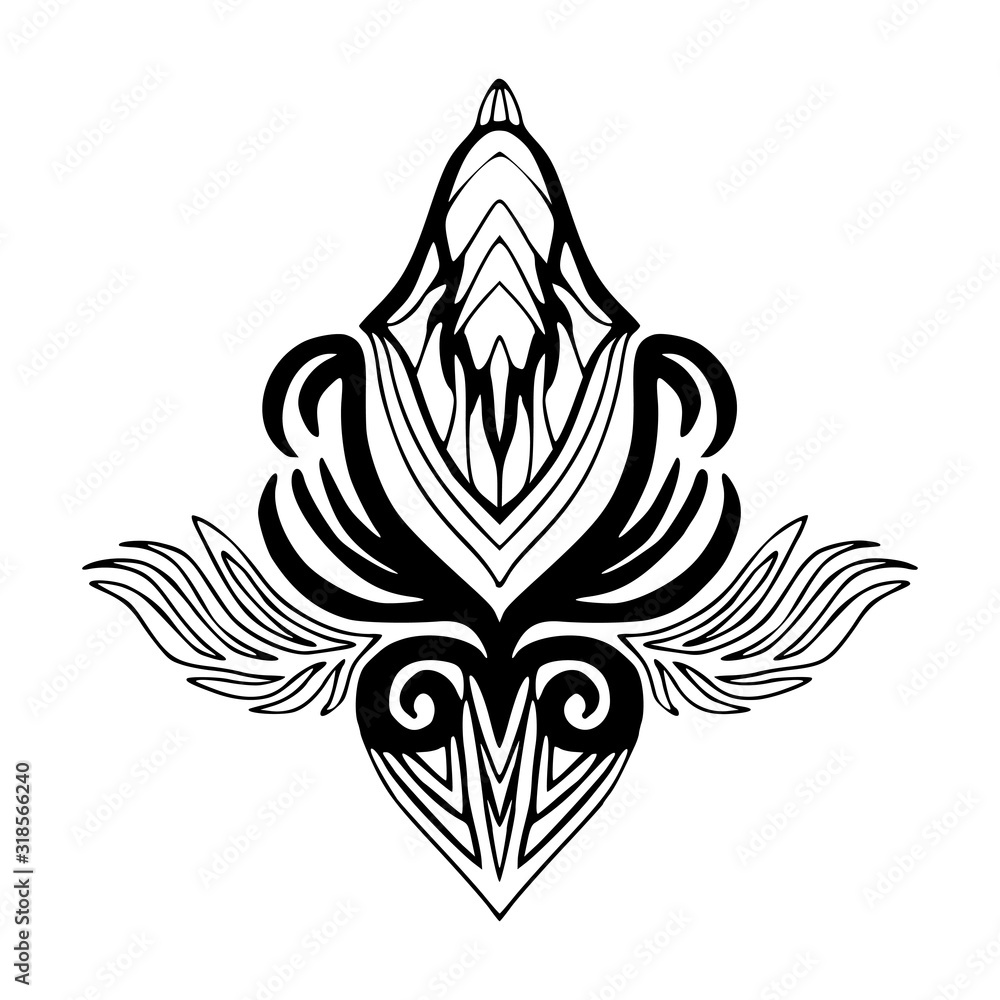 Isolated Damask ornament. Modern interior print.