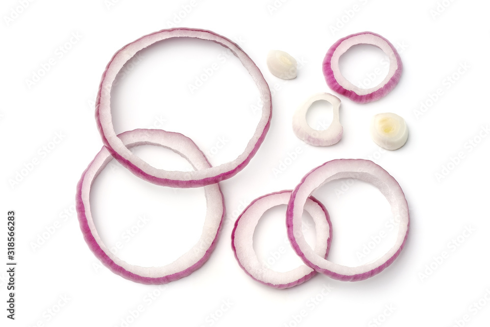 Red onion isolated on white background. Flat lay Red onion isolated on white background. Flat lay