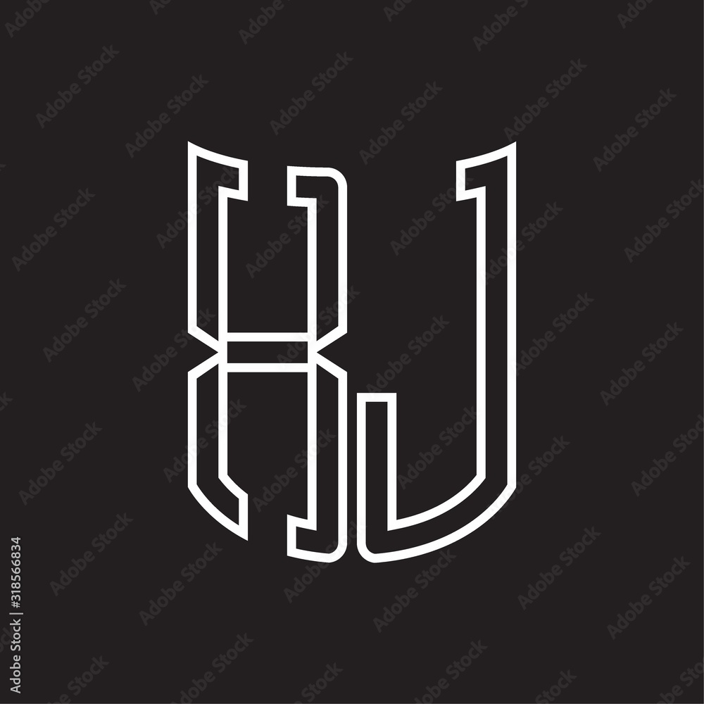 XJ Logo monogram with ribbon style outline design template XJ Logo monogram with ribbon style outline design template