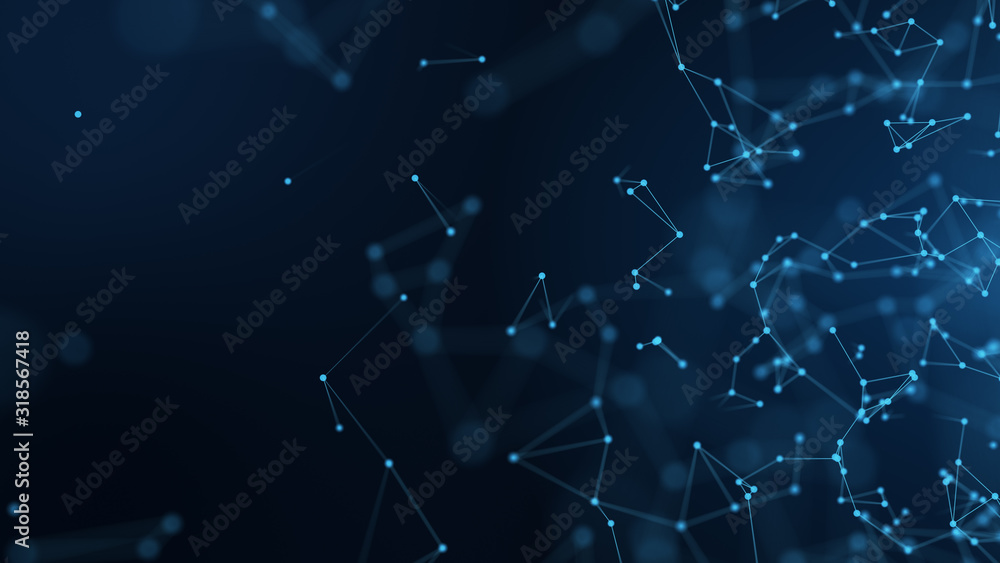 Fototapeta premium Abstract futuristic - technology with polygonal shapes on dark blue background. Design digital technology concept.