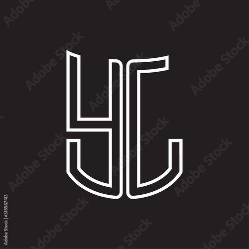 YL Logo monogram with ribbon style outline design template