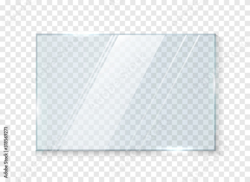 Glass window isolated on white background. Glass plates. Glass banners on transparent background. Vector illustration