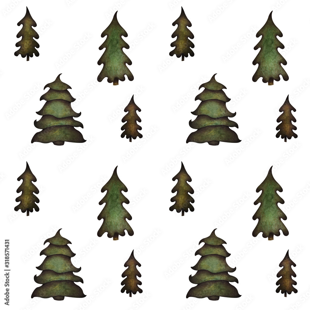 Pattern with Christmas trees