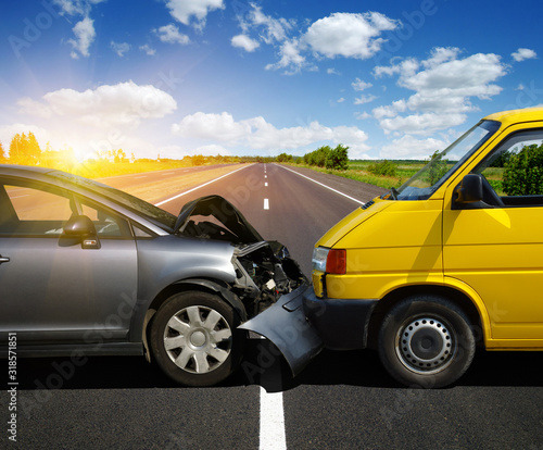 Car crash accident on road