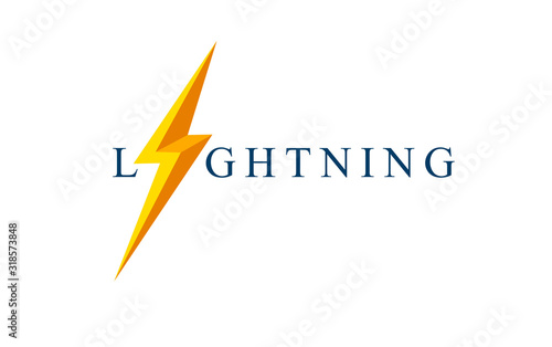 Lightning bolt yellow vector simple flat sign isolated on white, energy or brainstorming concept, bright idea.