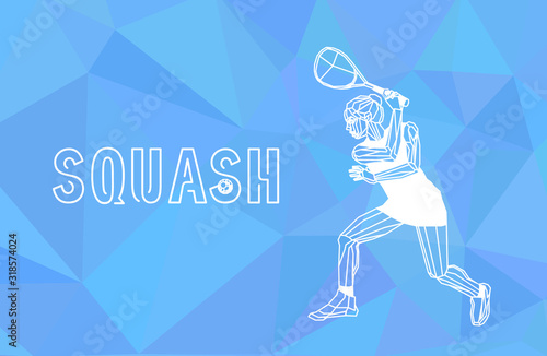 Female Squash Player Polygonal Geometric Vector Illustration