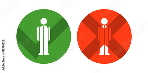 Two ikons for permit and prohibition. No entry sign with simple stylized person. Vector Illustration. photo