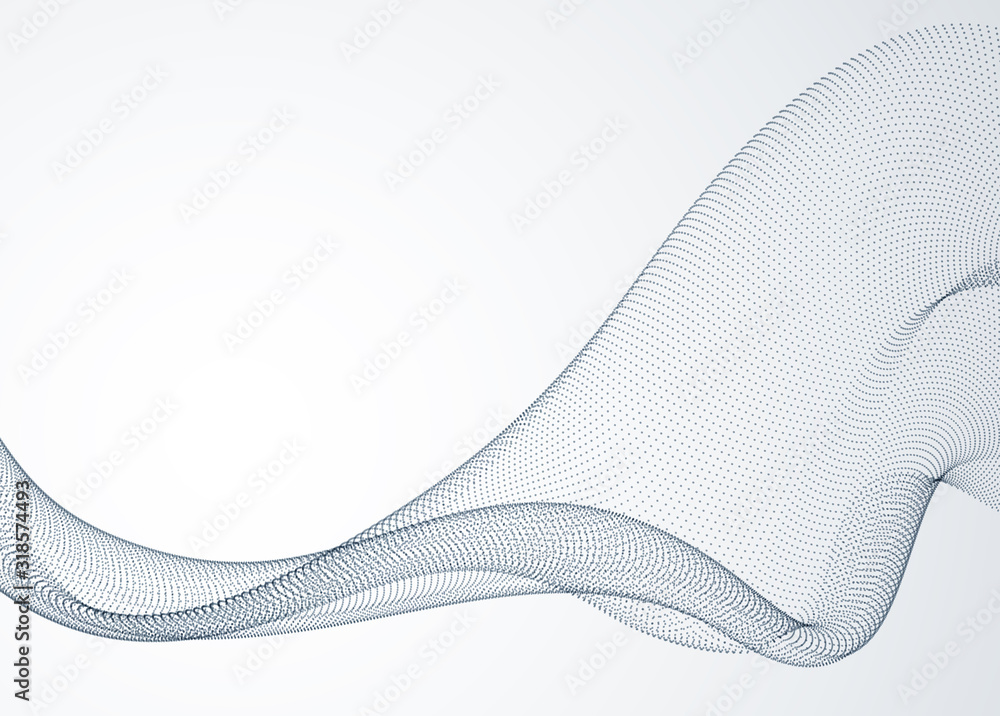 Flowing particles wave, dynamic sound motion curve lines. 3d vector ...
