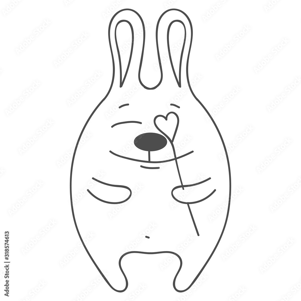 Happy rabbit with a heart. Greeting card for Valentine's Day. Vector illustration. Happy rabbit with a heart. Greeting card for Valentine's Day. Vector illustration.