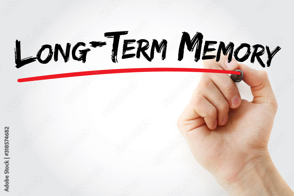 Long-term memory text with marker, concept background Long-term memory text with marker, concept background