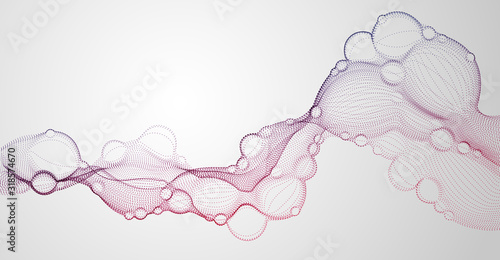 Bubbled abstract vector fluid particle flow, nano medical technology, microbiology science fiction theme illustration.