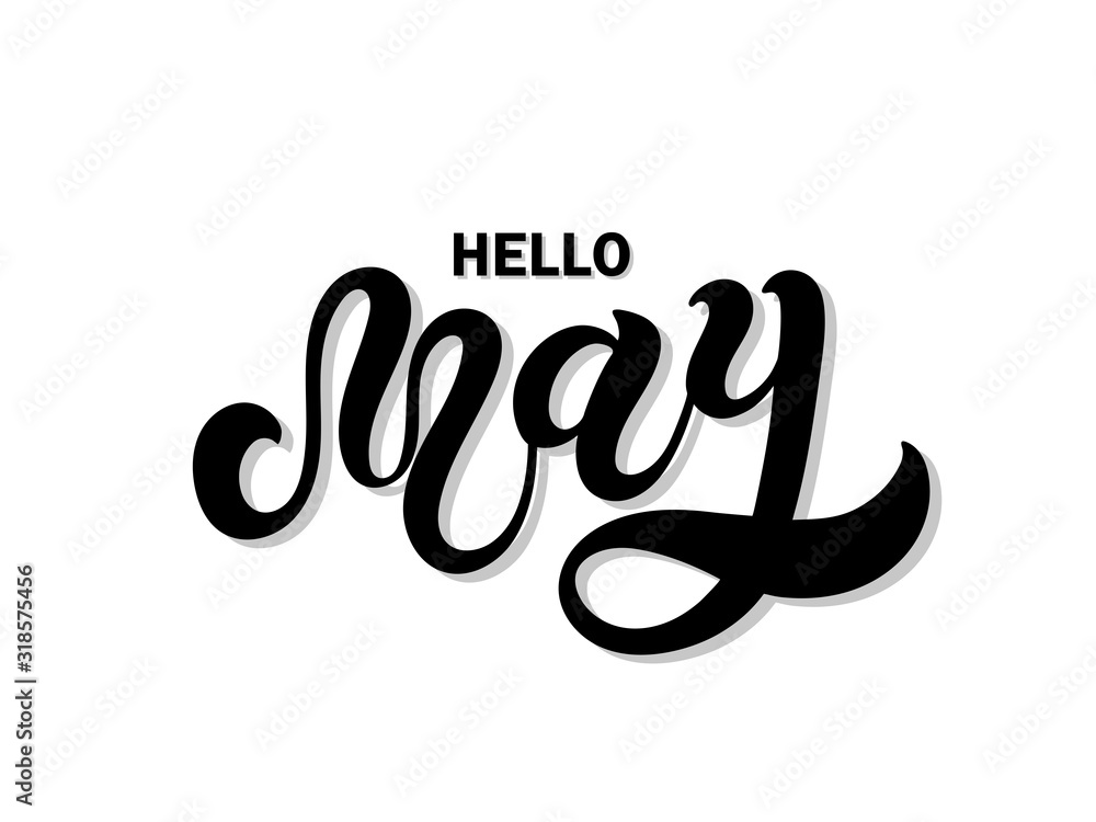 Hello May. Hand drawn lettering. Vector illustration. Best for spring design Hello May. Hand drawn lettering. Vector illustration. Best for spring design