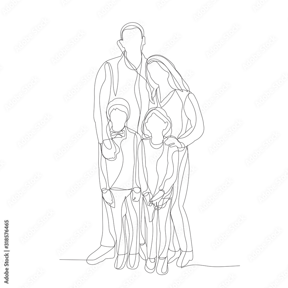 Obraz premium vector, isolated, single line drawing continuous, family