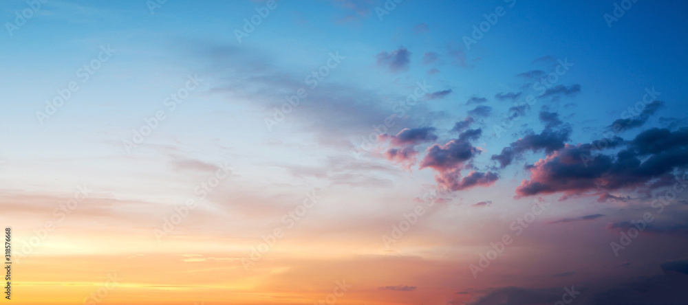 Sunset or sunrise sky colorful background panorama