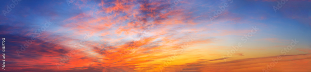 Sunset or sunrise sky colorful background panorama