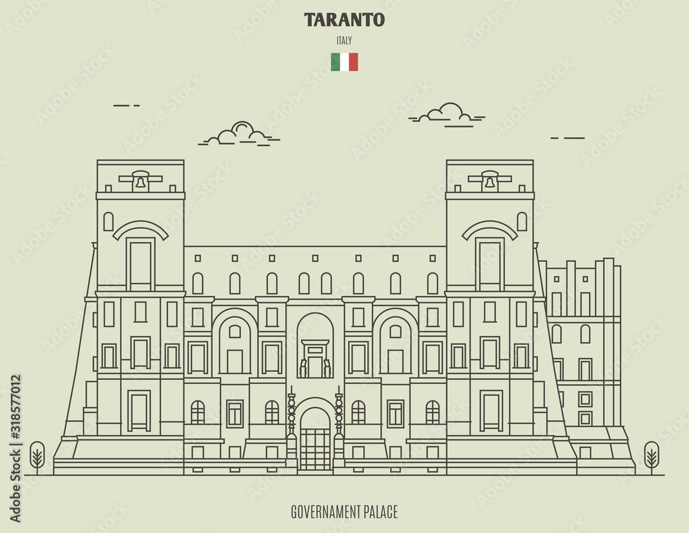 Governament Palace in Taranto, Italy. Landmark icon