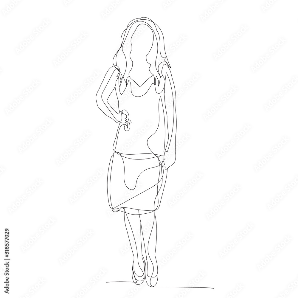vector, isolated, continuous single line drawing, girl vector, isolated, continuous single line drawing, girl